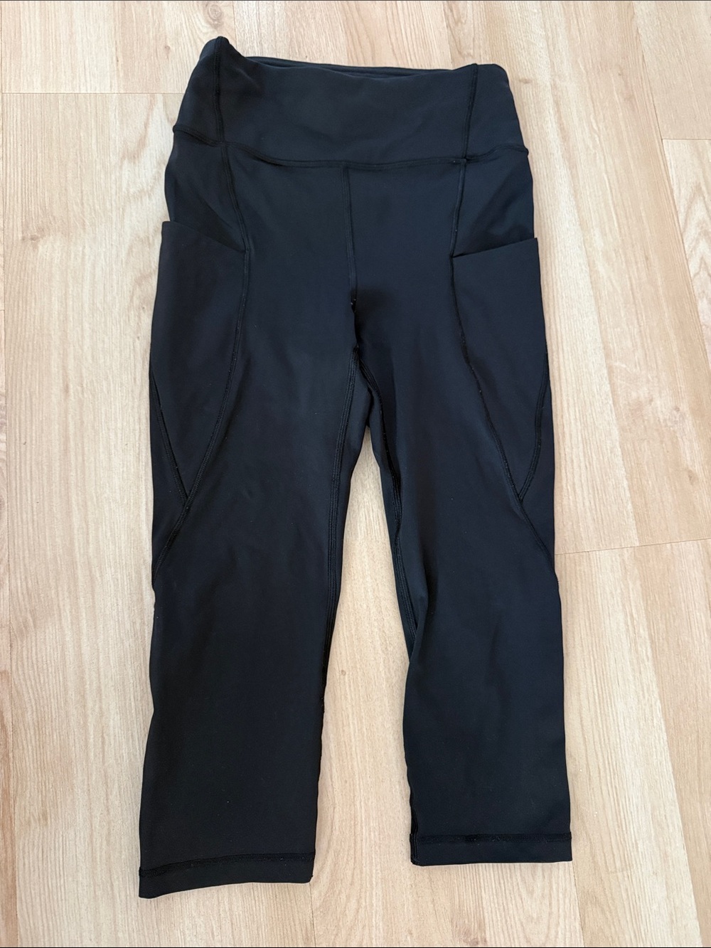 lululemon athletica Black High-Rise Capri Leggings with Side Pockets